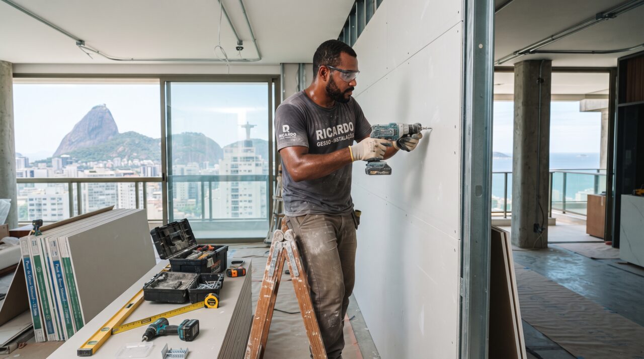 Faturamento e rotina do instalador de drywall em reformas limpas de alto padrão