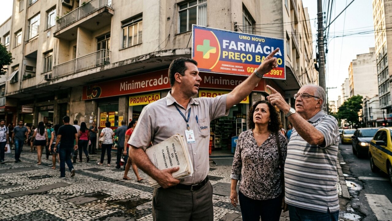 Dona de salão instala letreiro de 2,80 metros e morador do andar superior percebe que metade de sua janela ficou bloqueada