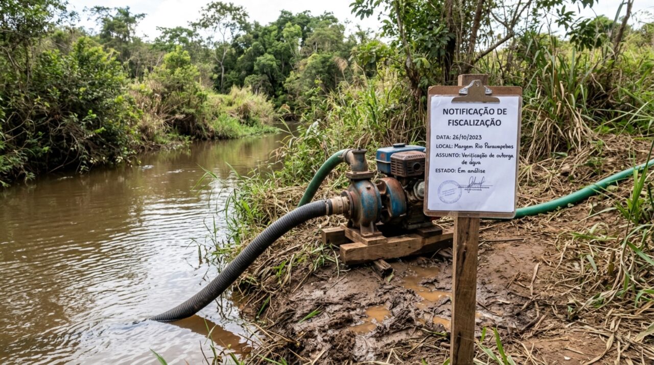 Família compra terreno com córrego nos fundos, instala uma bomba para abastecer a piscina e descobre durante fiscalização que a captação precisa ser regularizada
