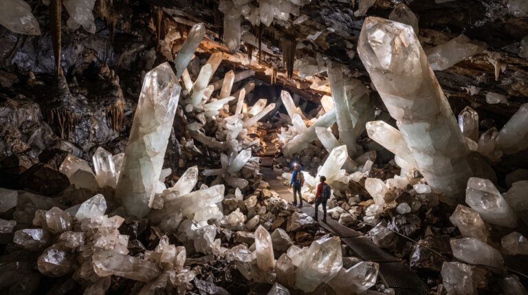 As condições subterrâneas que permitem o crescimento de cristais gigantes de quartzo