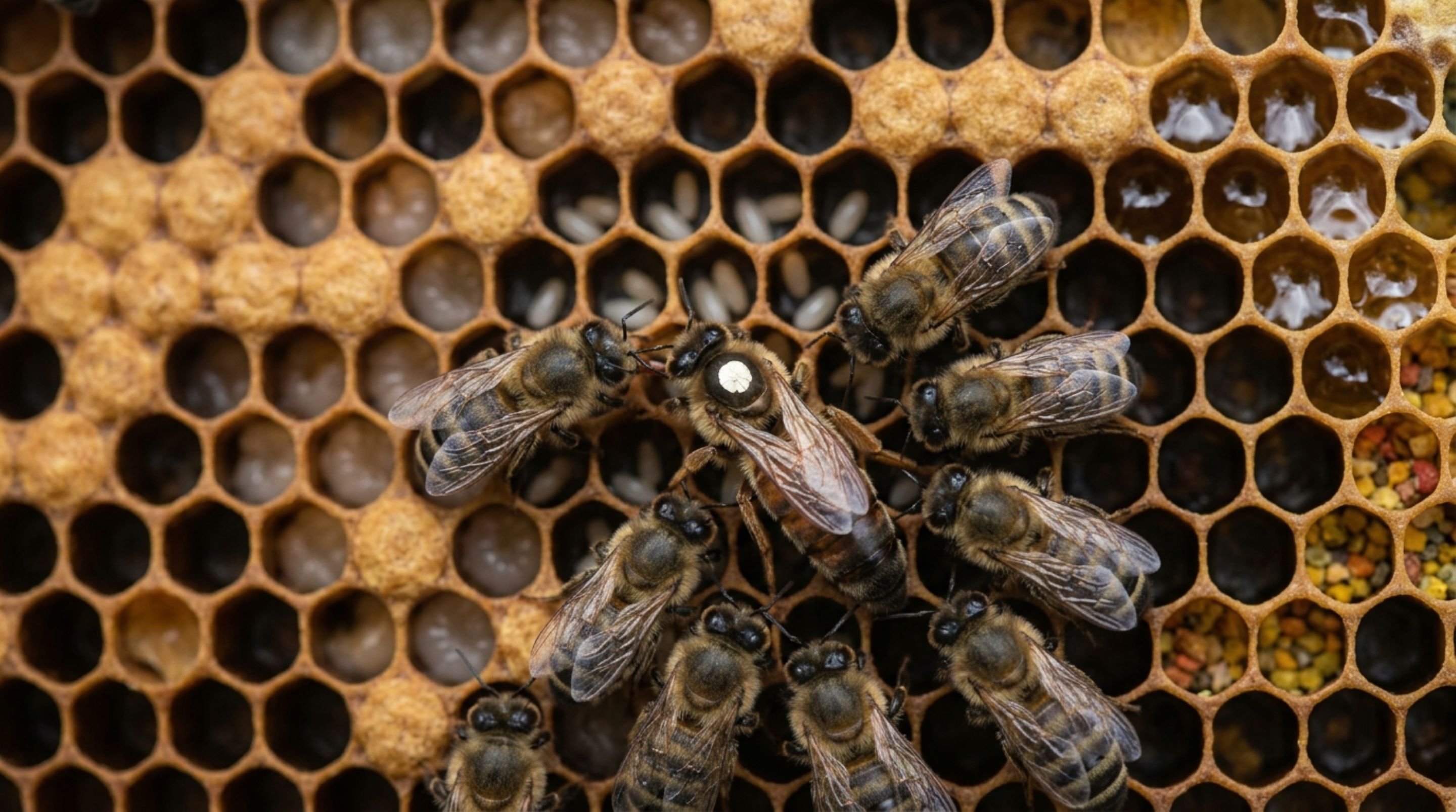 Abelhas-rainhas expostas a pesticidas transferiram parte da contaminação para os próprios ovos, uma defesa que pode proteger a mãe e cobrar um preço da colônia