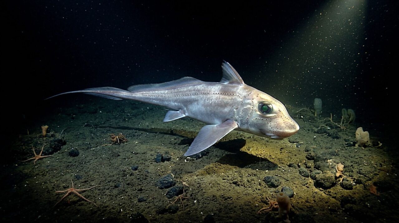 A 1.280 metros de profundidade, um peixe sem ossos usa pontos no rosto para perceber campos elétricos no escuro
