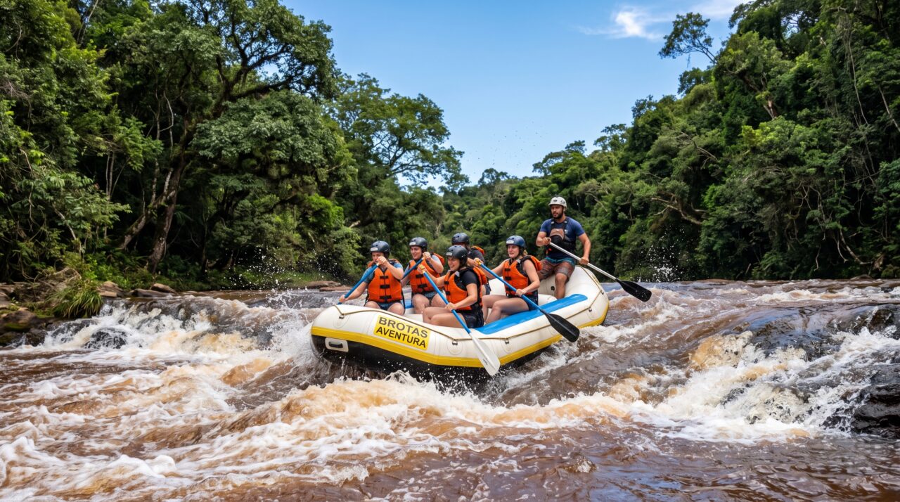 Turismo de aventura e rafting no Rio Jacaré-Pepira em Brotas