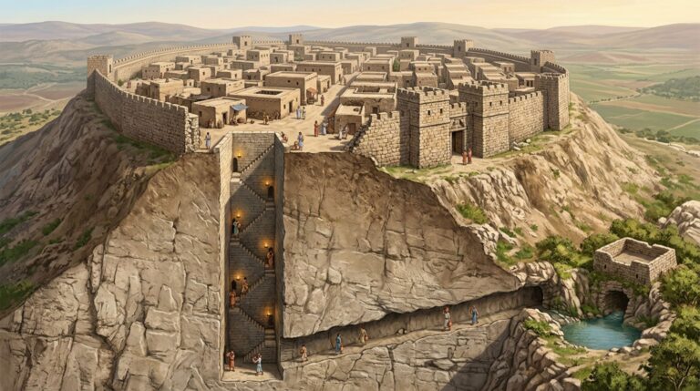 O sistema de água de Megiddo permitia alcançar uma nascente fora das muralhas por uma passagem subterrânea protegida durante períodos de cerco