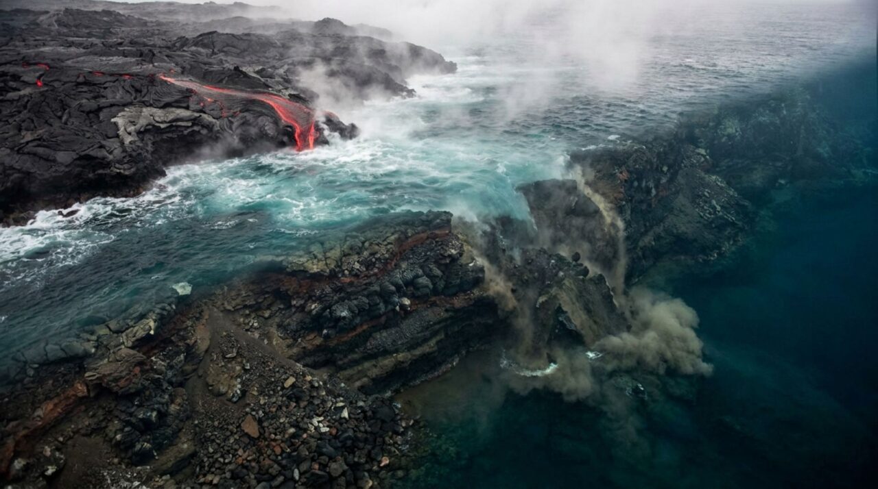 A nova costa do Kīlauea crescia sobre deltas vulcânicos instáveis, capazes de avançar sobre o mar e depois perder grandes áreas por colapso