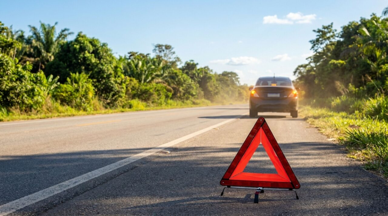 Motorista para no acostamento para trocar pneu furado e recebe multa por não sinalizar a rodovia: o que diz a lei?