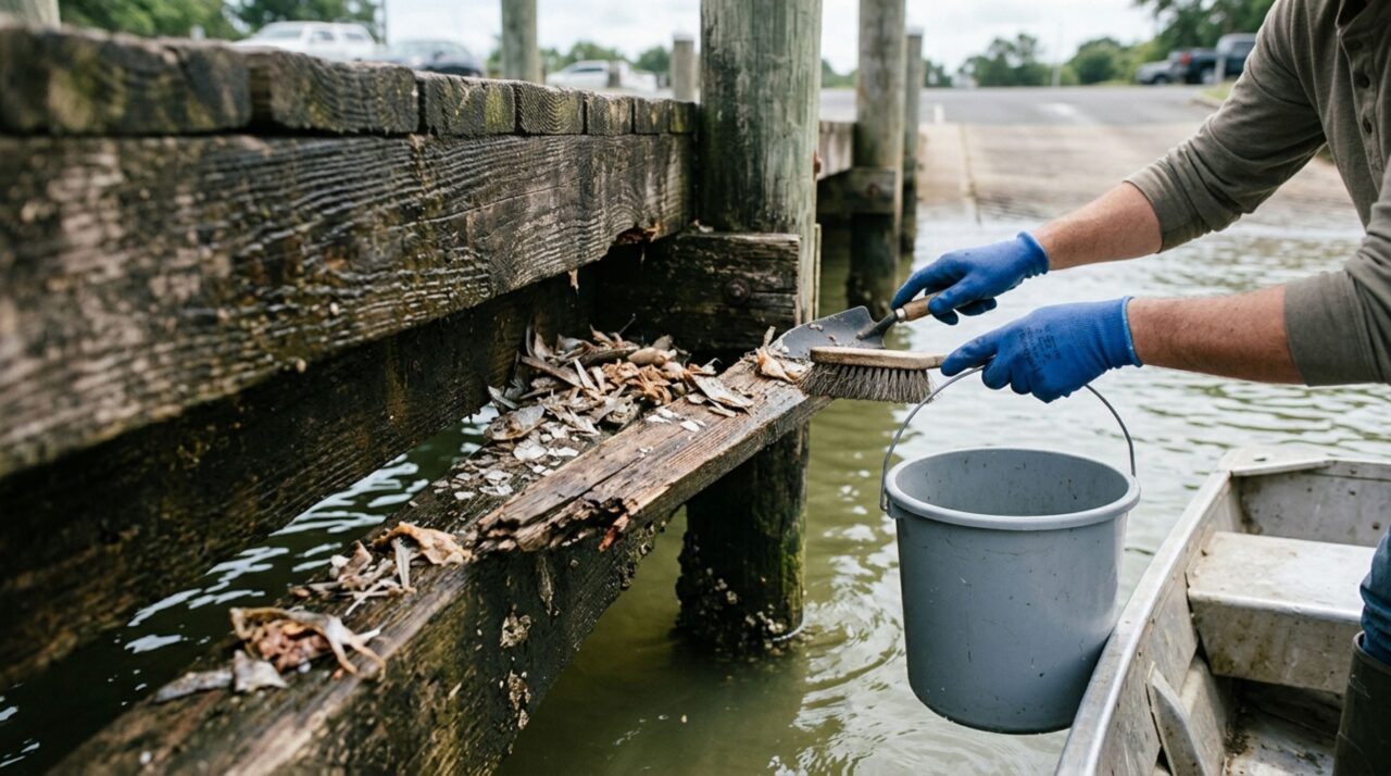 Retirar resíduos de peixe e impedir que eles caiam na água reduz o condicionamento de crocodilos a áreas usadas por pescadores e embarcações