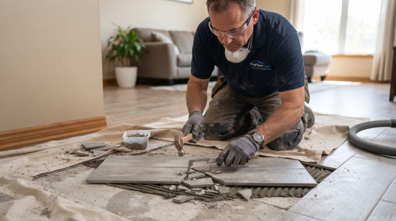 Custo e processo para trocar um porcelanato lascado no meio da sala em 2026