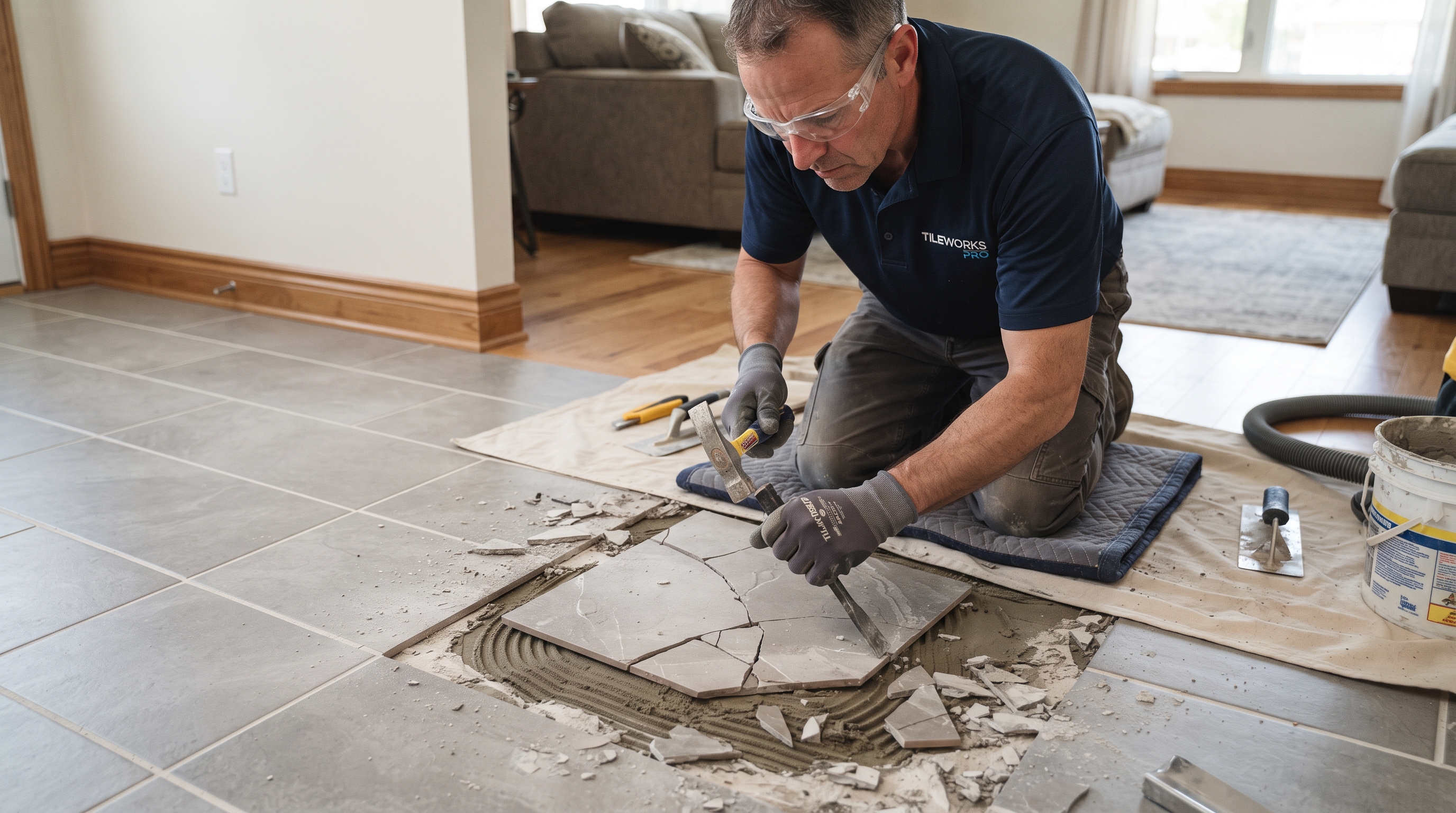 Quanto custa trocar apenas um porcelanato lascado no meio da sala em 2026 sem quebrar e danificar o resto do piso?