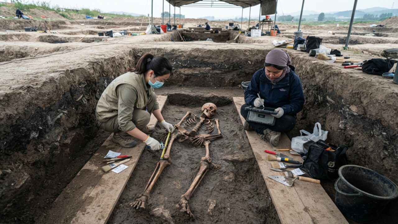 Uma mulher foi enterrada de bruços e seu rosto guardava um corte: esqueleto chinês pode registrar punição aplicada há 700 anos