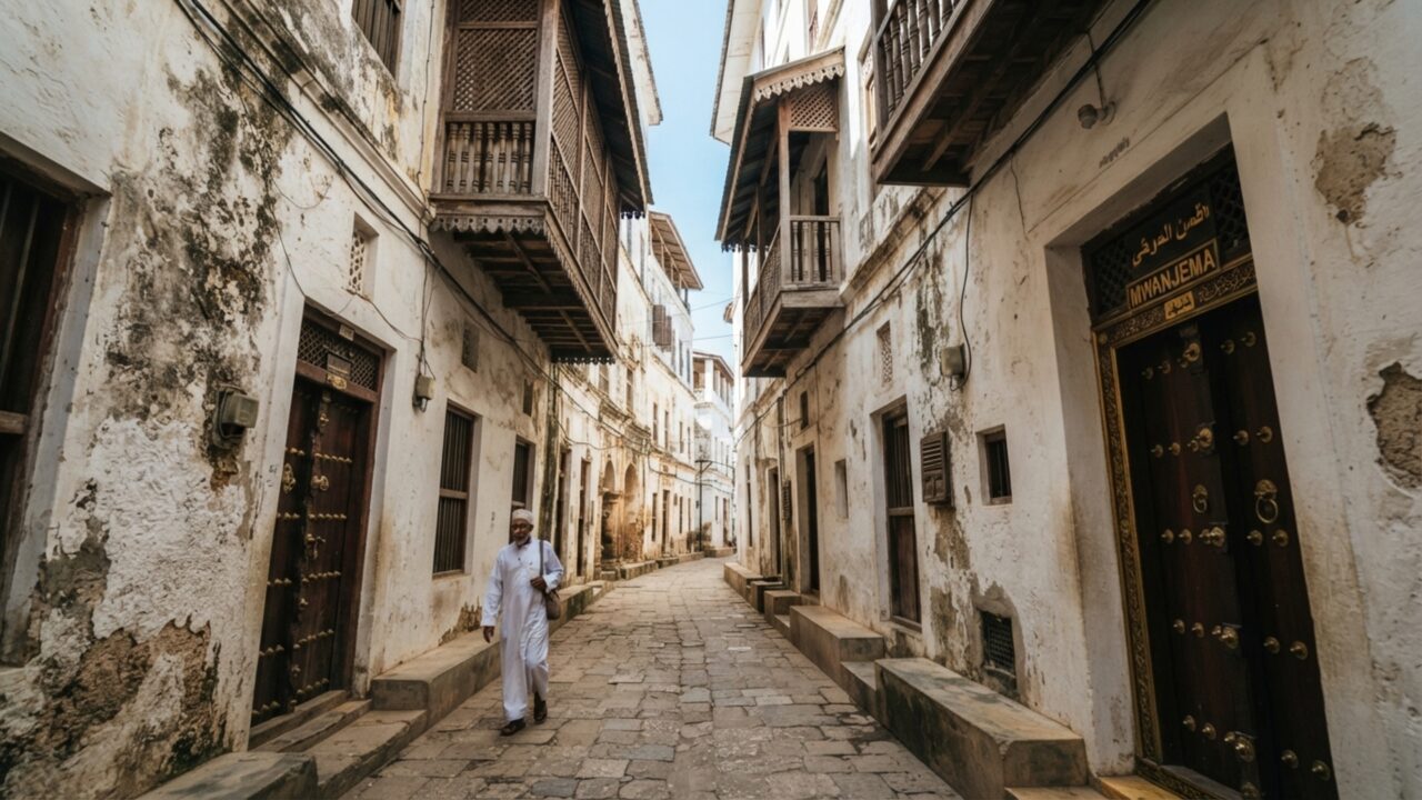 Um porto africano virou labirinto de pedra no Índico: Zanzibar mistura portas entalhadas, becos e edifícios de séculos de comércio