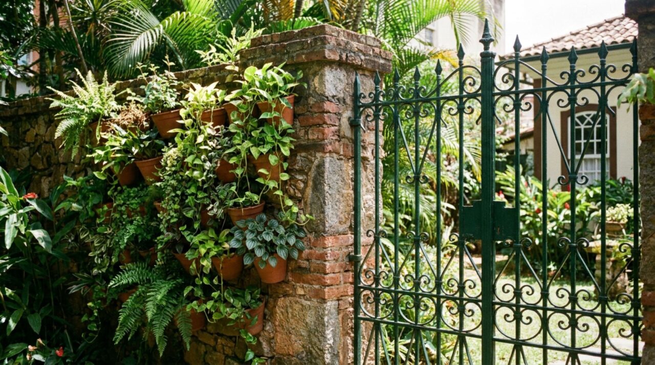 Como eu transformei uma grade de ferro antiga em um jardim vertical com aparência de painel verde planejado