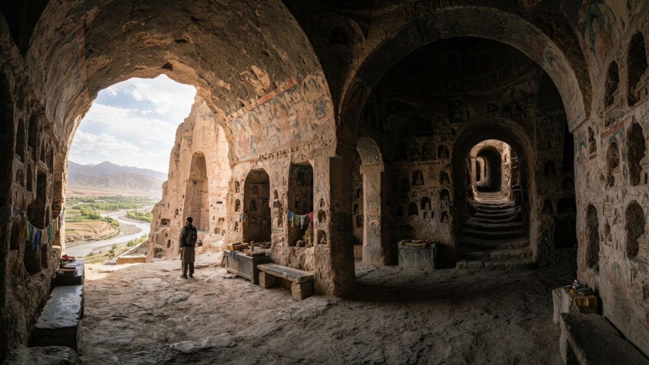 Dois Budas gigantes desapareceram de um paredão em 2001, mas centenas de cavernas e mosteiros ainda contam 12 séculos de história no vale