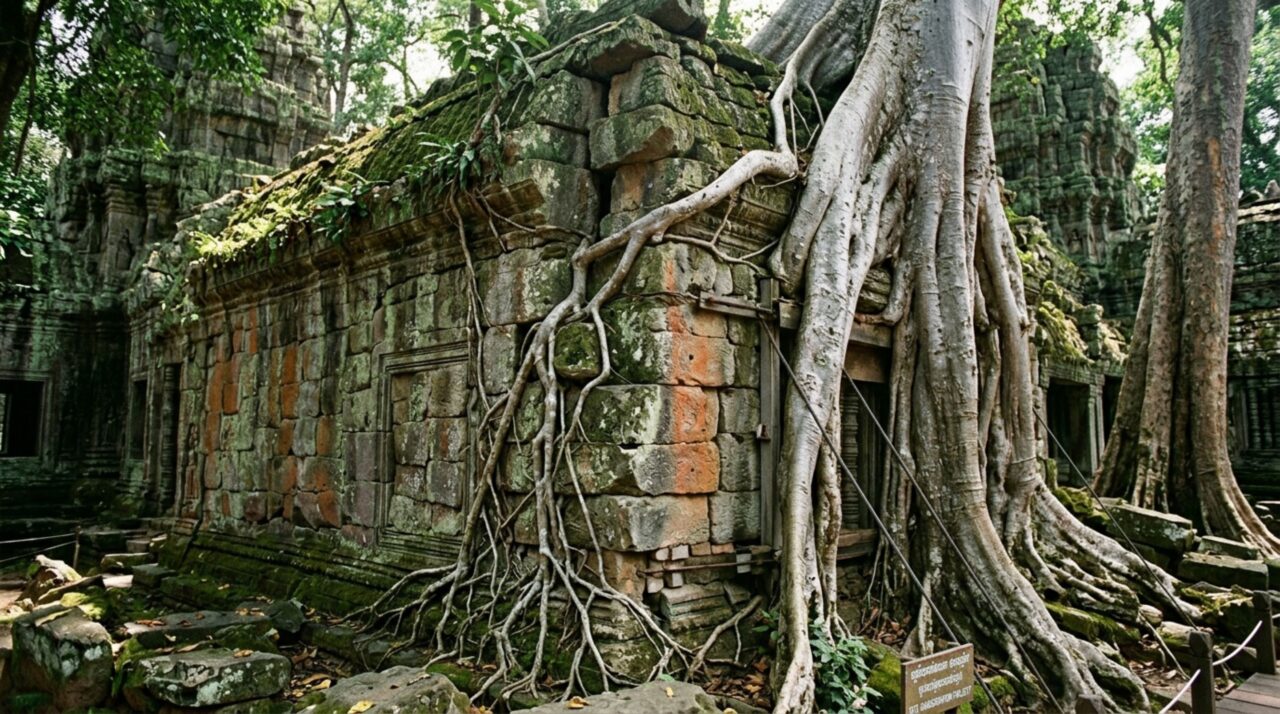 Conservar Ta Prohm exige equilibrar estabilidade estrutural e crescimento das árvores