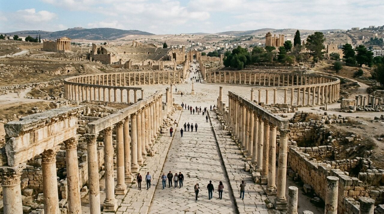 Uma cidade romana na Jordânia cresceu ao redor da água e deixou avenidas de colunas, teatros e templos ainda visíveis
