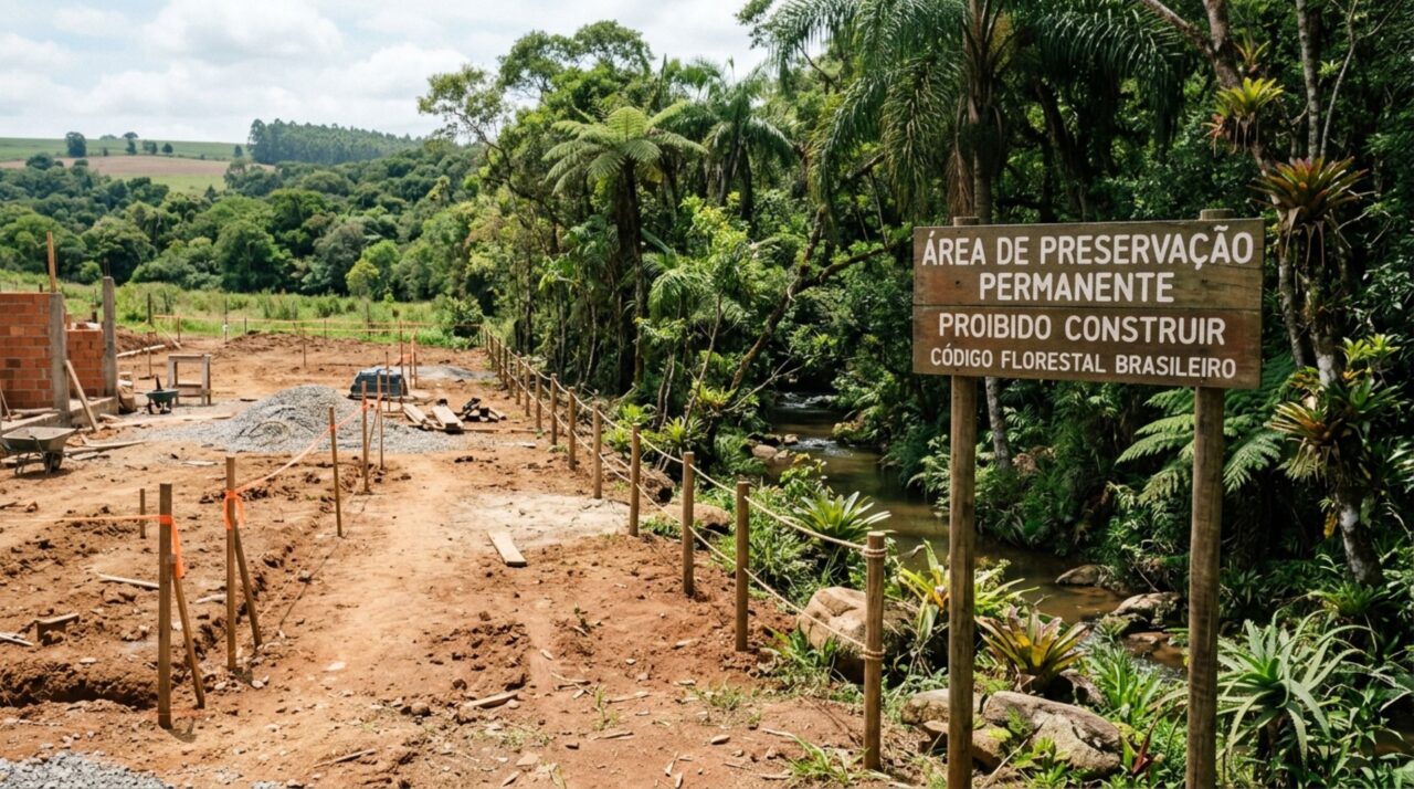 Família compra terreno rural para construir casa de campo, inicia os planos e descobre que parte da área tem restrição ambiental, projeto precisa mudar e prejuízo pode envolver vendedor e documentação do imóvel