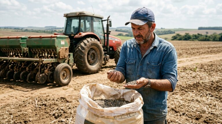 Agricultor compra 12 toneladas de adubo e percebe durante aplicação que parte dos sacos tinha granulação diferente do restante
