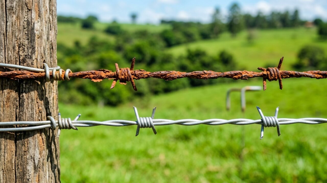 Produtor compra lote de arame para cercar propriedade e percebe meses depois que parte dos fios começou a apresentar ferrugem antes do restante