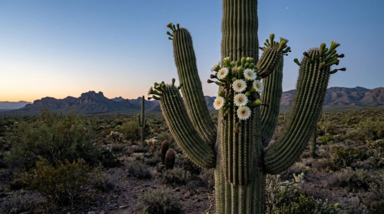 As flores breves do saguaro marcam a maturidade reprodutiva do cacto