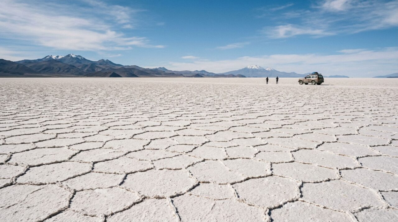 O lugar onde uma enorme formação de sal se estende por quilômetros e cria uma paisagem branca que parece não ter fim