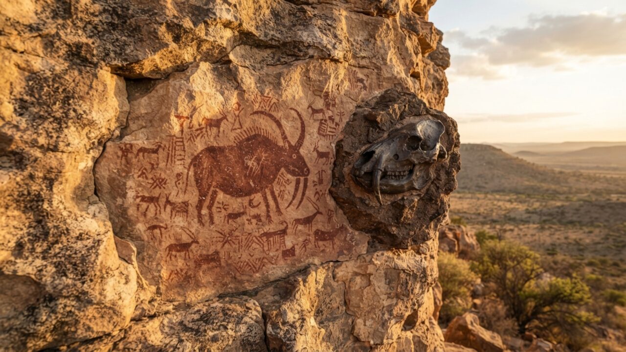 Pinturas africanas pareciam mostrar monstros pré-históricos, mas uma nova análise desmonta a história: os supostos fósseis podem nunca ter inspirado as figuras