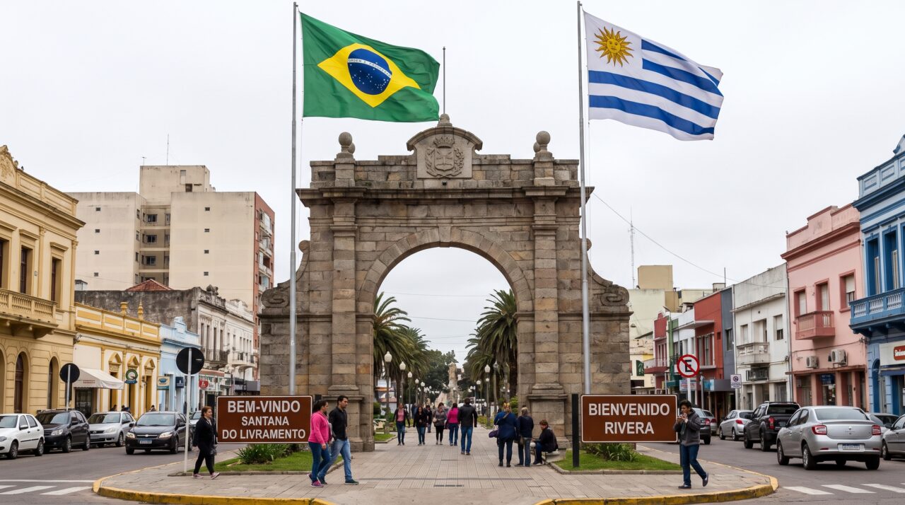 A cidade gaúcha que divide uma praça seca e a fronteira internacional com o Uruguai