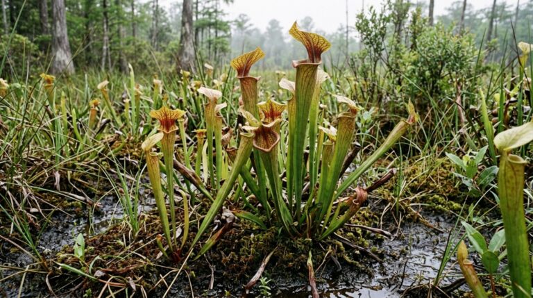 Sarracenia transforma folhas tubulares em armadilhas para pequenos animais