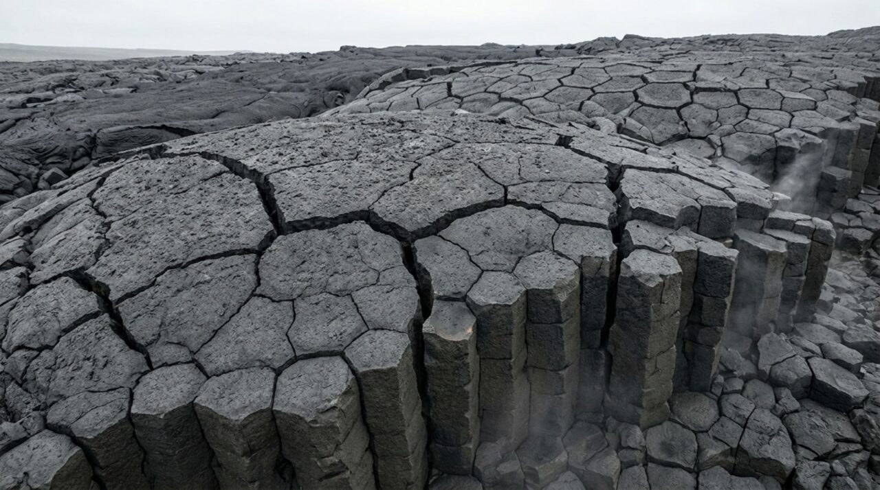 Reconstrução do resfriamento e fraturamento que formou as colunas basálticas