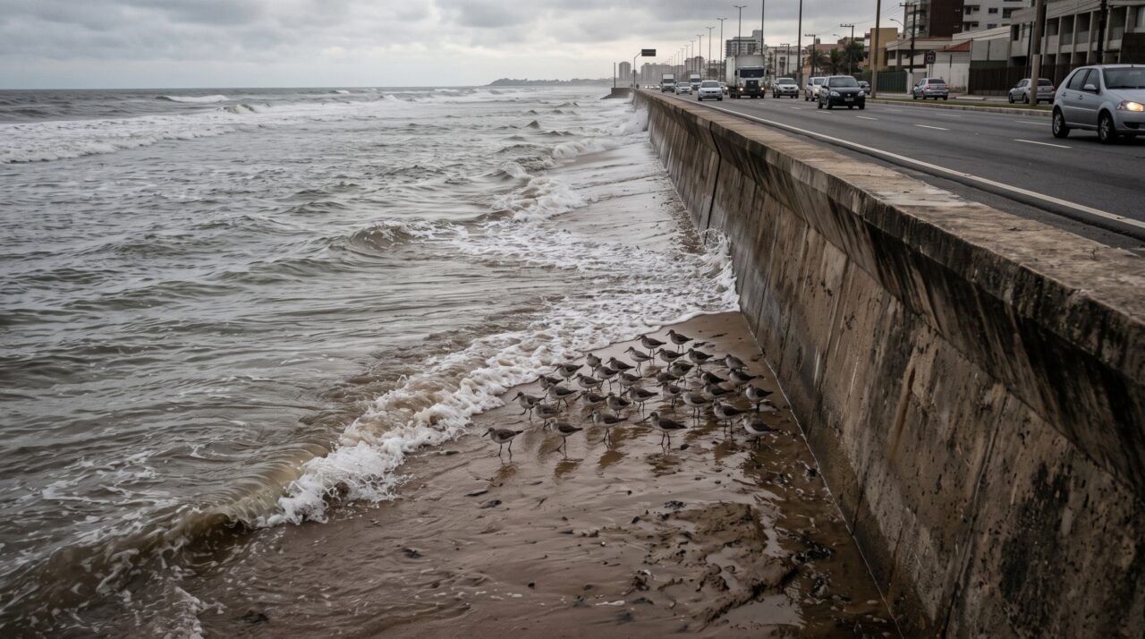 O mar está subindo e as aves costeiras ficam sem saída: diques e estradas podem bloquear a fuga dos manguezais e lamaçais