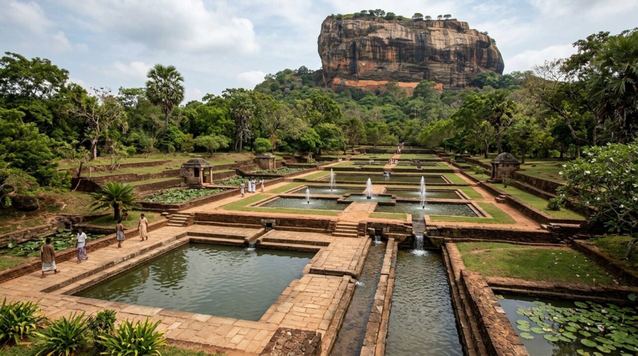 Os jardins hidráulicos mostram como água e paisagem foram integradas ao projeto de Sigiriya