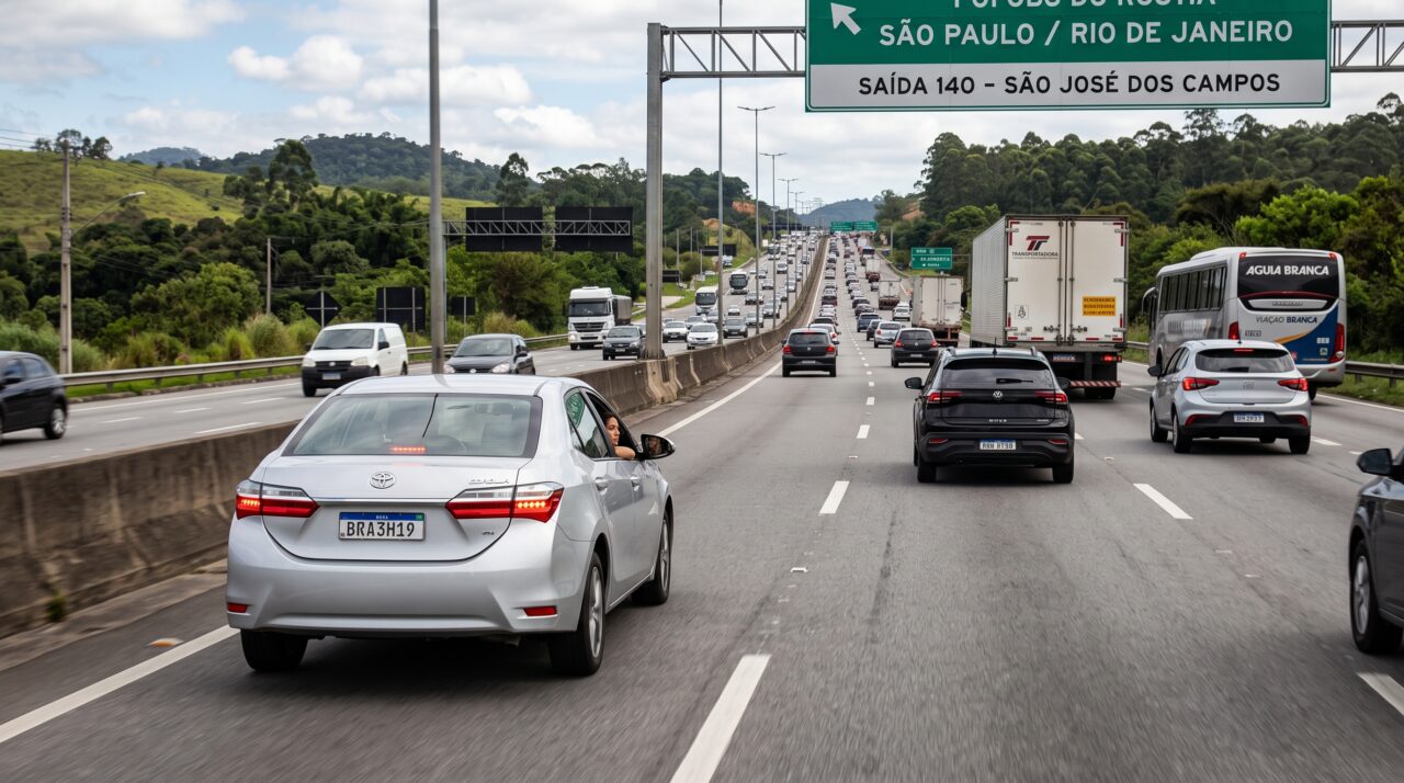 Turista decide apreciar a paisagem dirigindo a 40 km/h na faixa da esquerda de via expressa, segura extensa fila de veículos e é parado sob acusação de obstruir o trânsito