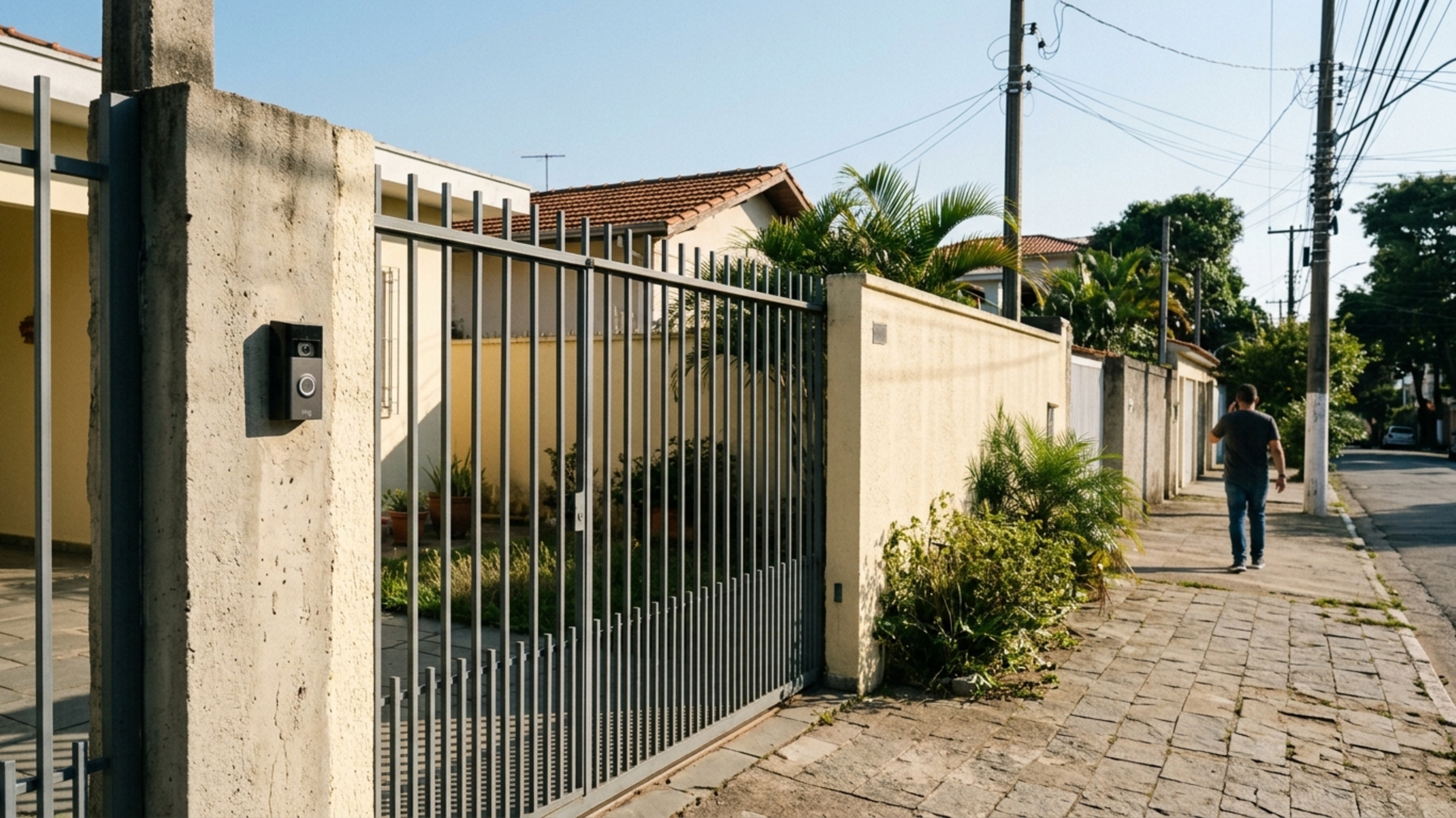 Vizinho instala campainha com câmera para identificar quem toca o portão e moradora da casa ao lado percebe que toda conversa feita na calçada também fica registradacampainha inteligente, câmera de segurança, privacidade, gravação de áudio