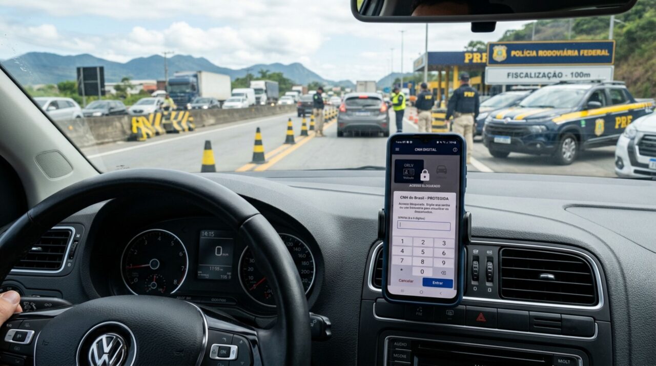 Motorista é parado na blitz e percebe que esqueceu a senha do aplicativo onde está o CRLV digital, agente explica o que fazer nessa situação