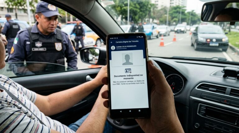 Motorista troca de celular antes de viajar, deixa a CNH física em casa e, ao chegar à blitz, descobre que instalar o aplicativo não basta para ter o documento disponível