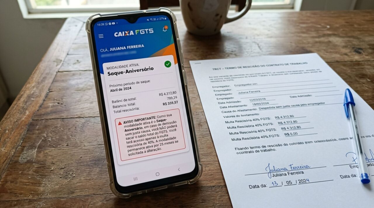 Trabalhador adere ao saque-aniversário, é demitido mais tarde e só então percebe que escolher entre essa modalidade e o saque-rescisão altera tudo no seu benefício