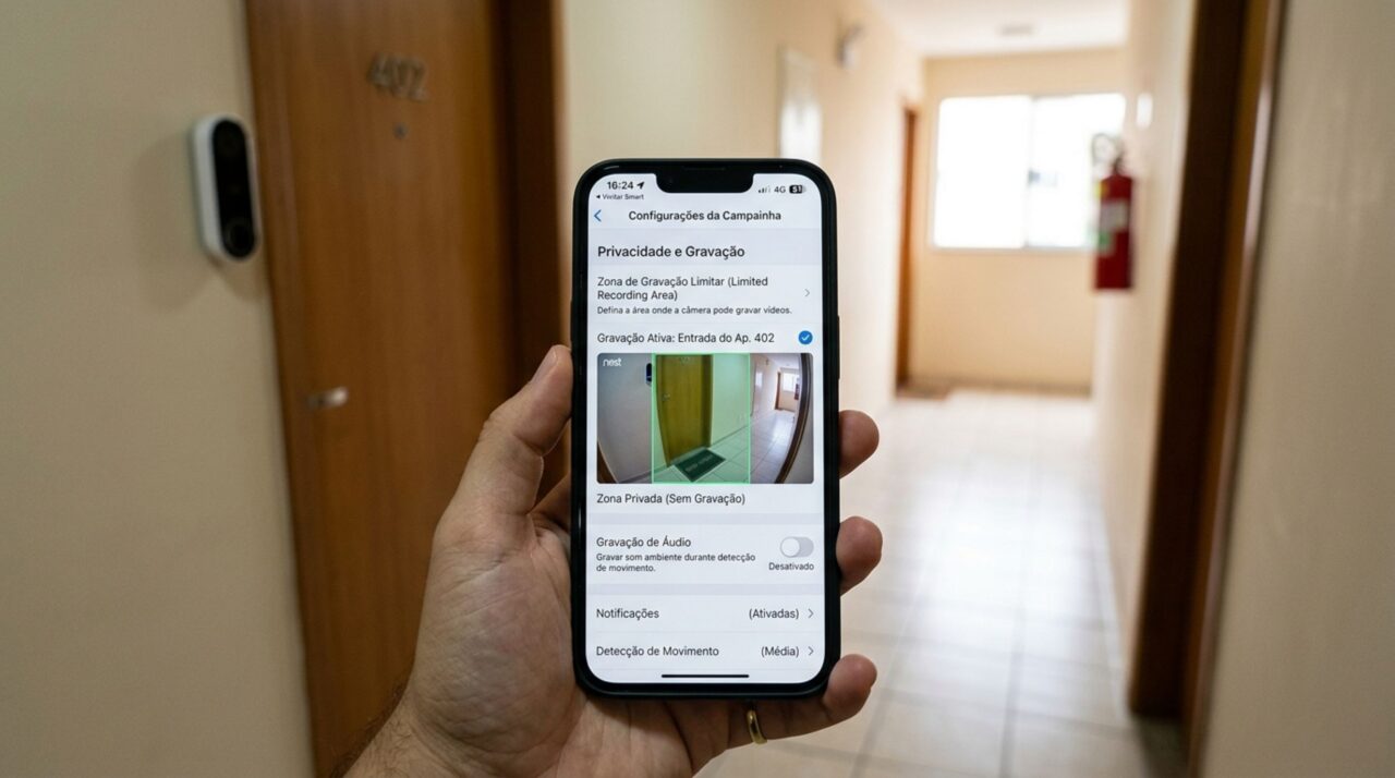 Moradora instala uma câmera na porta do apartamento e o vizinho reclama: o que muda quando ela filma o corredor?