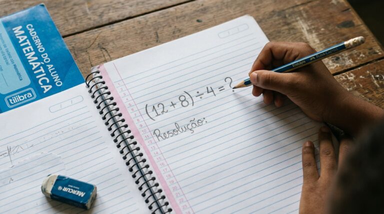 Sem usar calculadora, resolva (12 + 8) ÷ 4 e teste se você lembra da escola