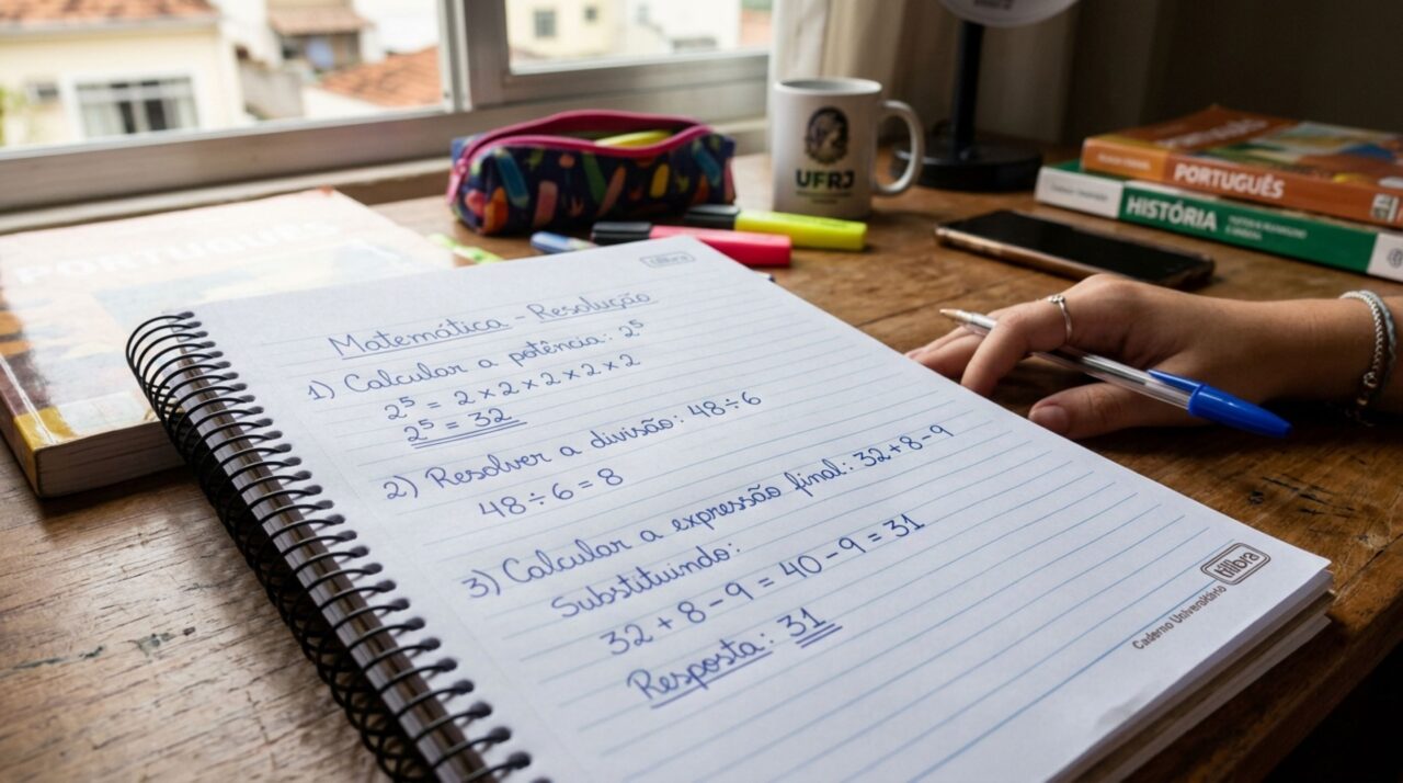 Resolva 2⁵ + 48 ÷ 6 − 9 sem calculadora e teste sua memória matemática