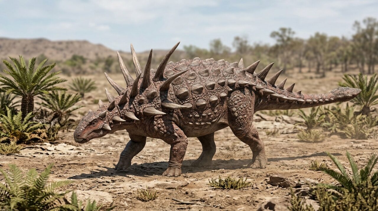 Espinhos de quase um metro saíam do pescoço de um dinossauro blindado e novos fósseis mostraram que sua armadura era muito mais extrema do que se imaginava