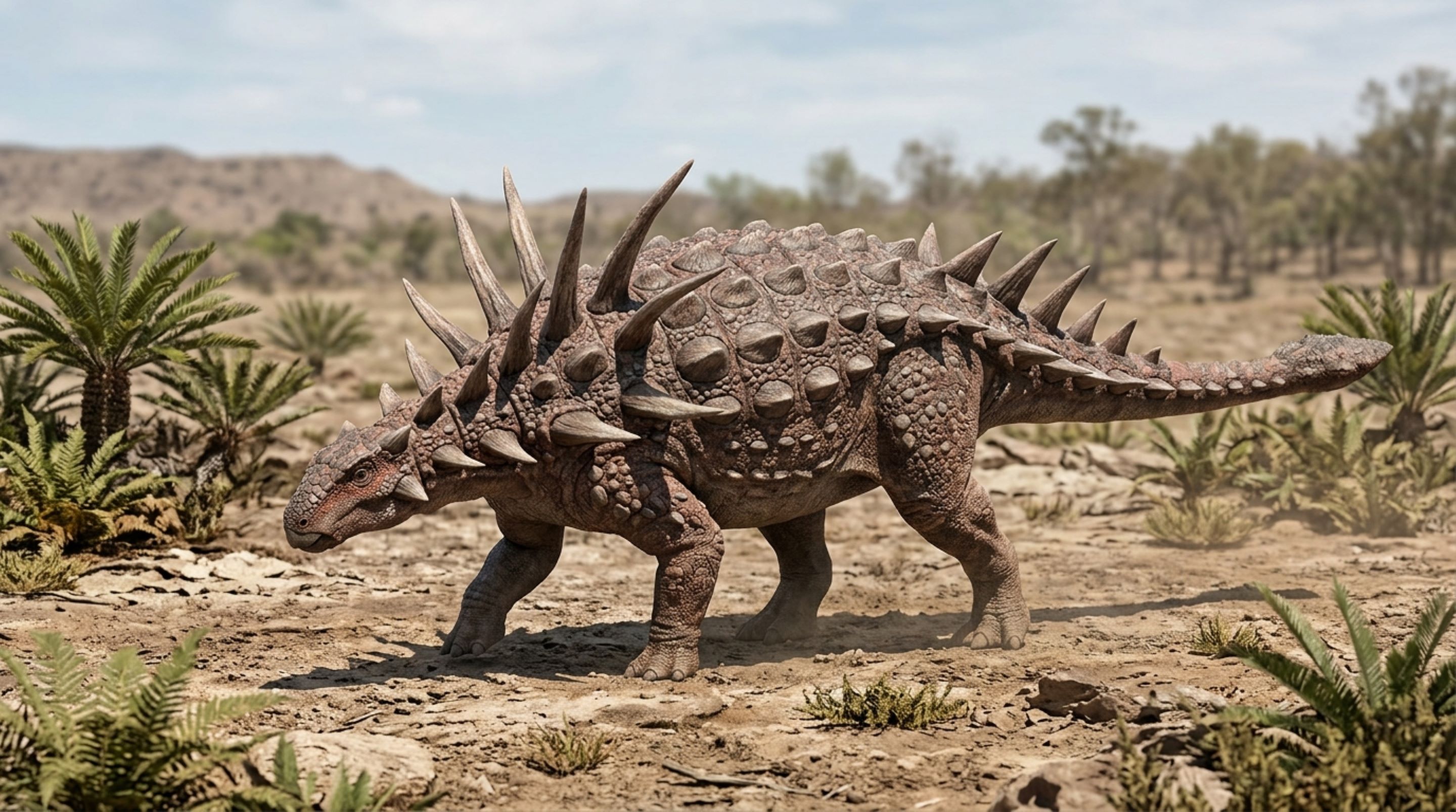Espinhos de quase um metro saíam do pescoço de um dinossauro blindado e novos fósseis mostraram que sua armadura era muito mais extrema do que se imaginava