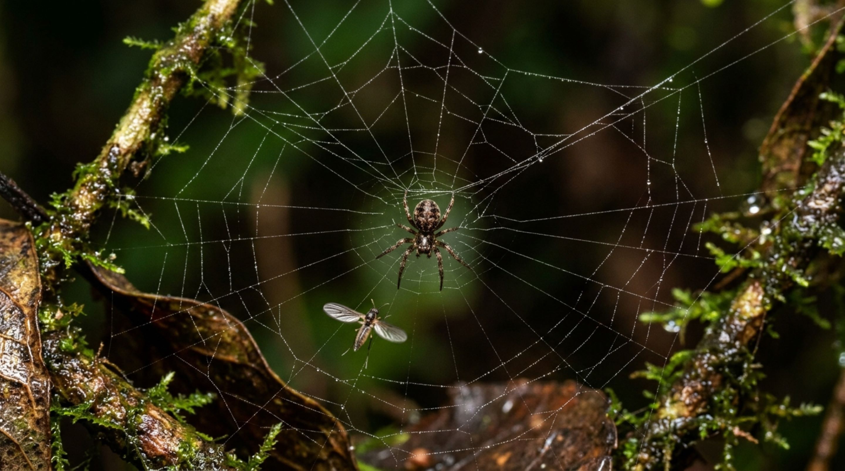 Uma aranha transforma a própria teia em estilingue, puxa a estrutura para trás e solta tudo de uma vez quando uma presa passa diante dela