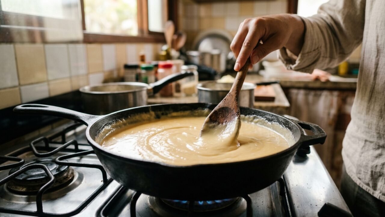 Chefs não esperam o molho ferver para colocar o queijo: baixar a temperatura pode ser o detalhe que evita grumos e separação de gordura