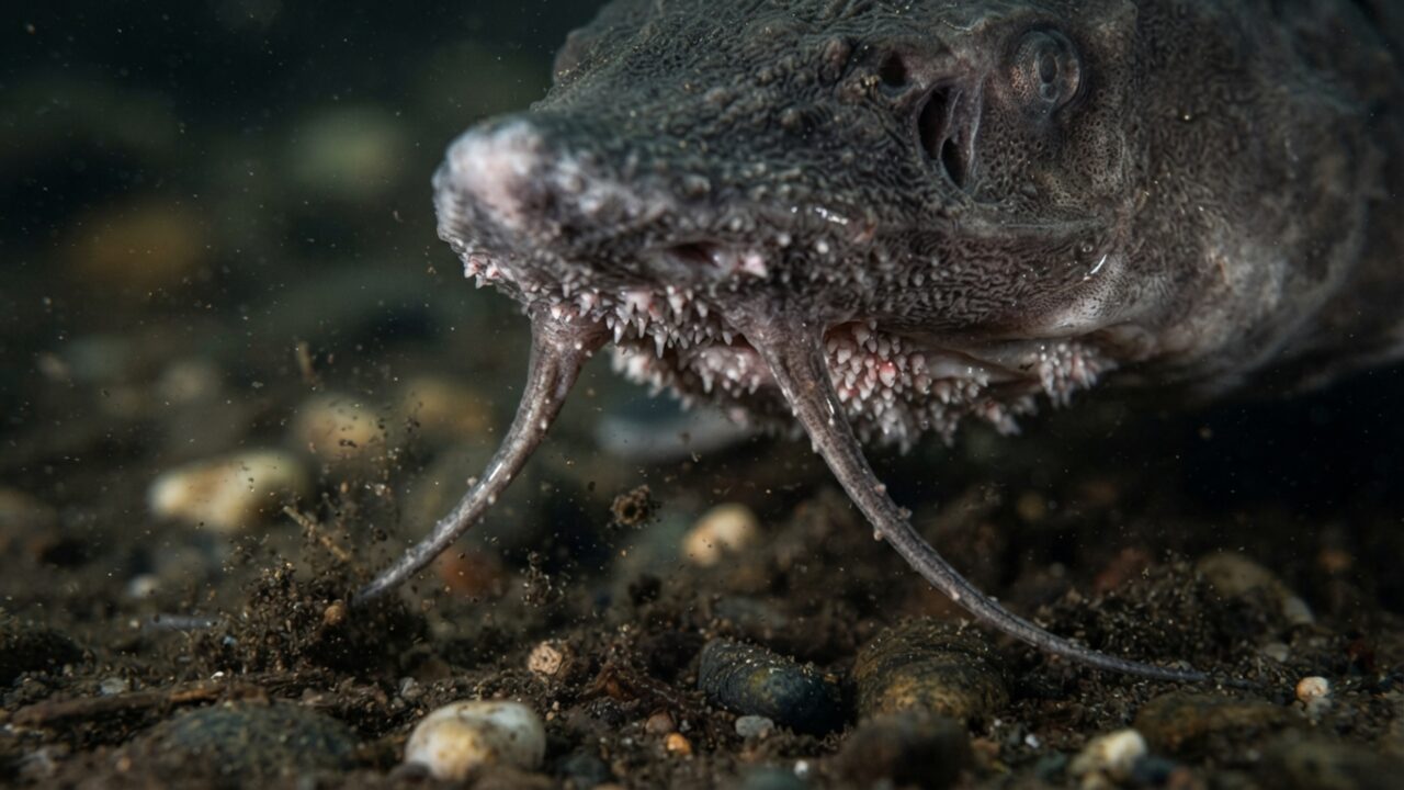 Um peixe que já chegou a 6 metros procura comida com papilas gustativas do lado de fora da boca e não tem dentes