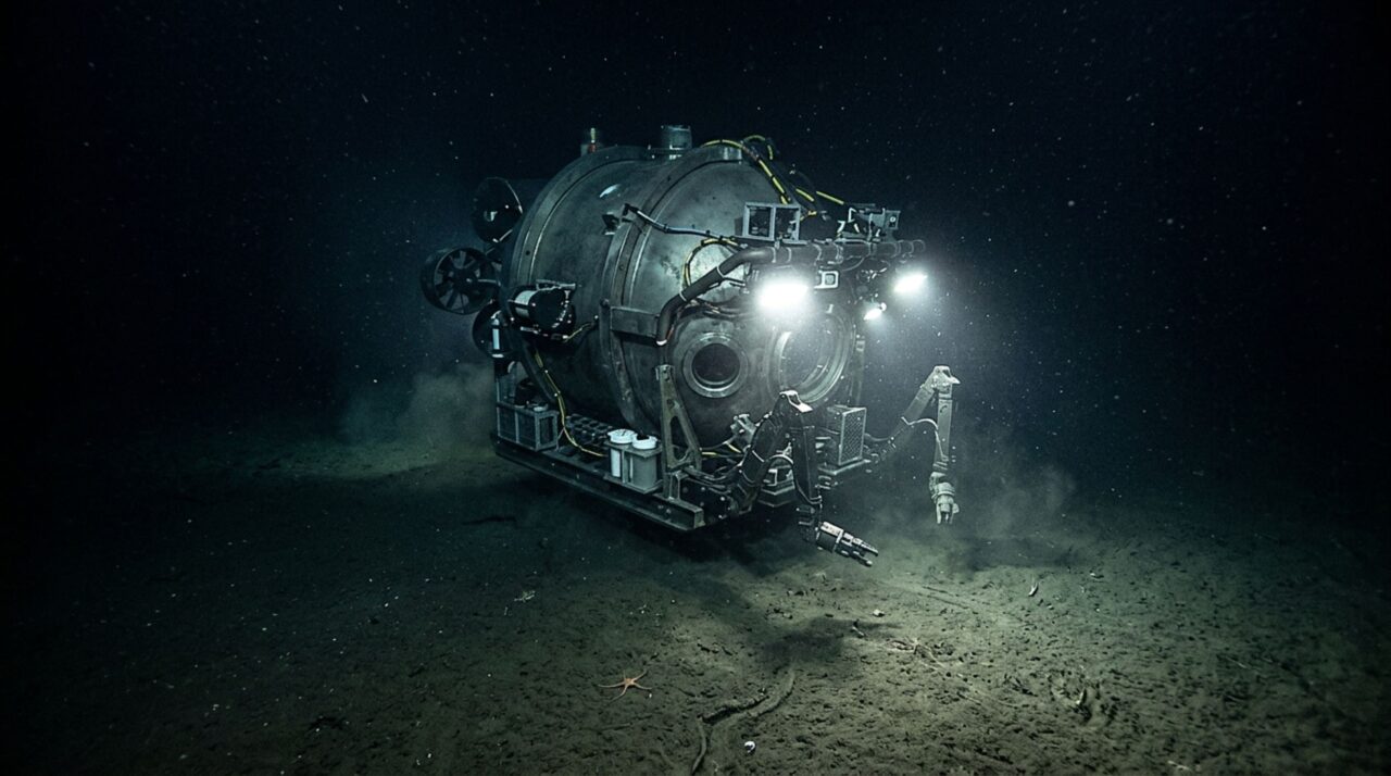No fundo do Challenger Deep, a pressão chega a aproximadamente 1.080 atmosferas