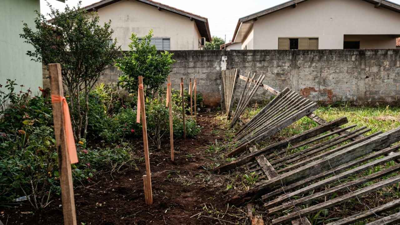 Novo proprietário remove cerca antiga para seguir a medida da escritura e vizinho descobre que jardim cultivado há décadas ficava parcialmente do outro lado da divisa