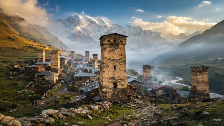 Torres medievais vigiam aldeias no alto do Cáucaso: famílias de Svaneti construíram refúgios de pedra para sobreviver ao isolamento