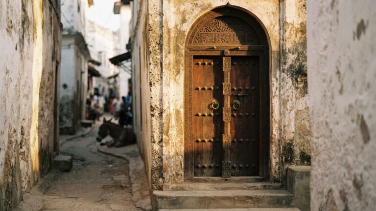 Uma cidade africana construiu casas com coral e madeira de mangue: Lamu preserva ruas estreitas onde carros quase não entram