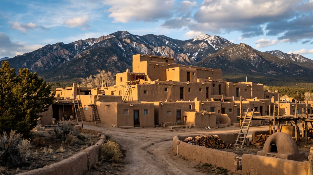 Casas de adobe com até cinco andares continuam habitadas séculos depois de um povoado nascer no vale do Rio Grande