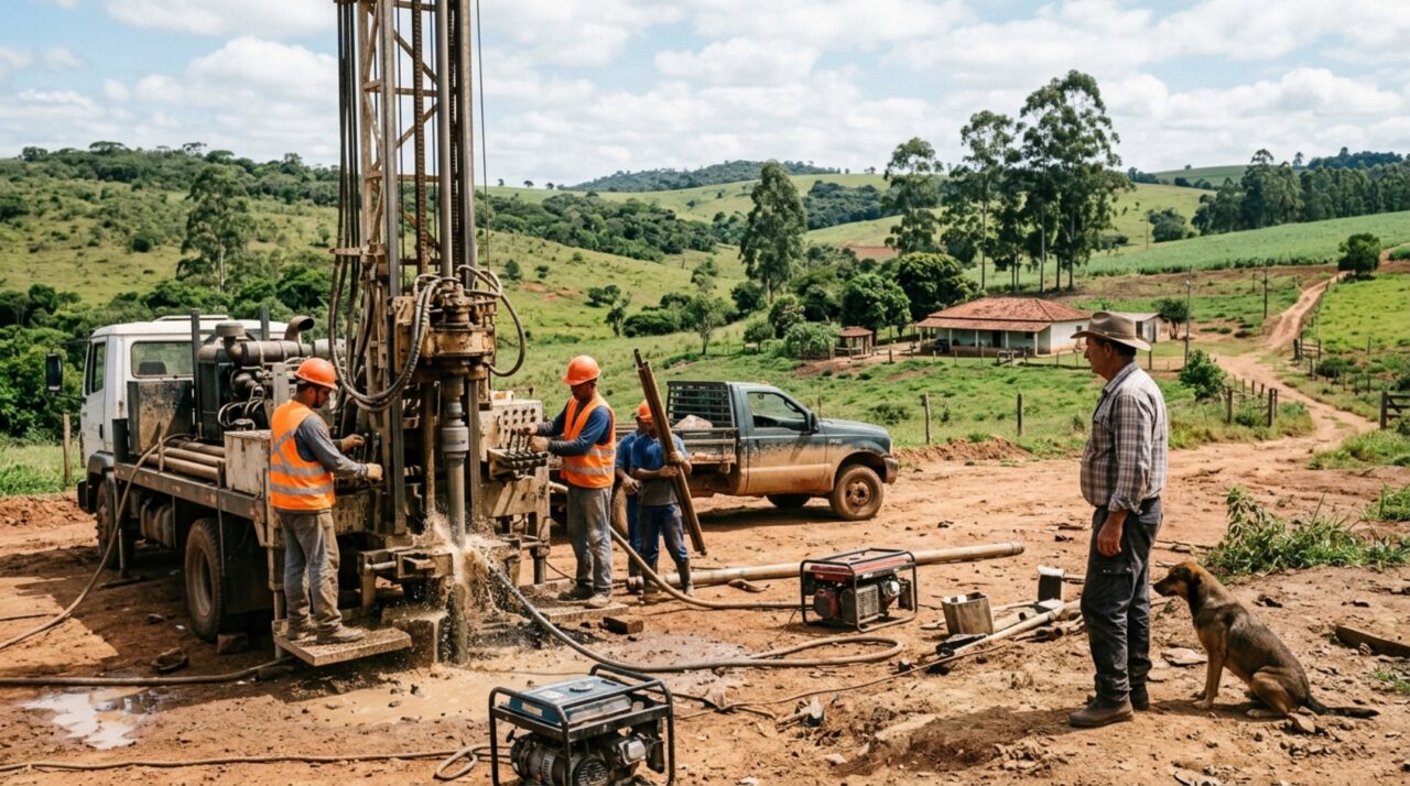 Agricultor gasta R$ 28 mil para perfurar poço de 42 metros dentro da própria fazenda e recebe ordem para interromper a retirada de água