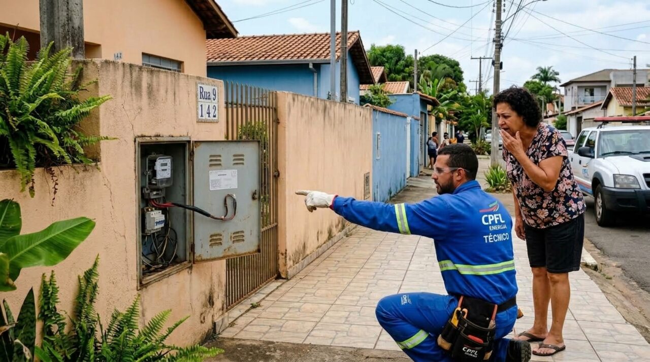 Família estranha a conta de luz dobrar em três meses, chama a distribuidora e descobre que o vizinho havia feito uma ligação puxando energia do seu medidor